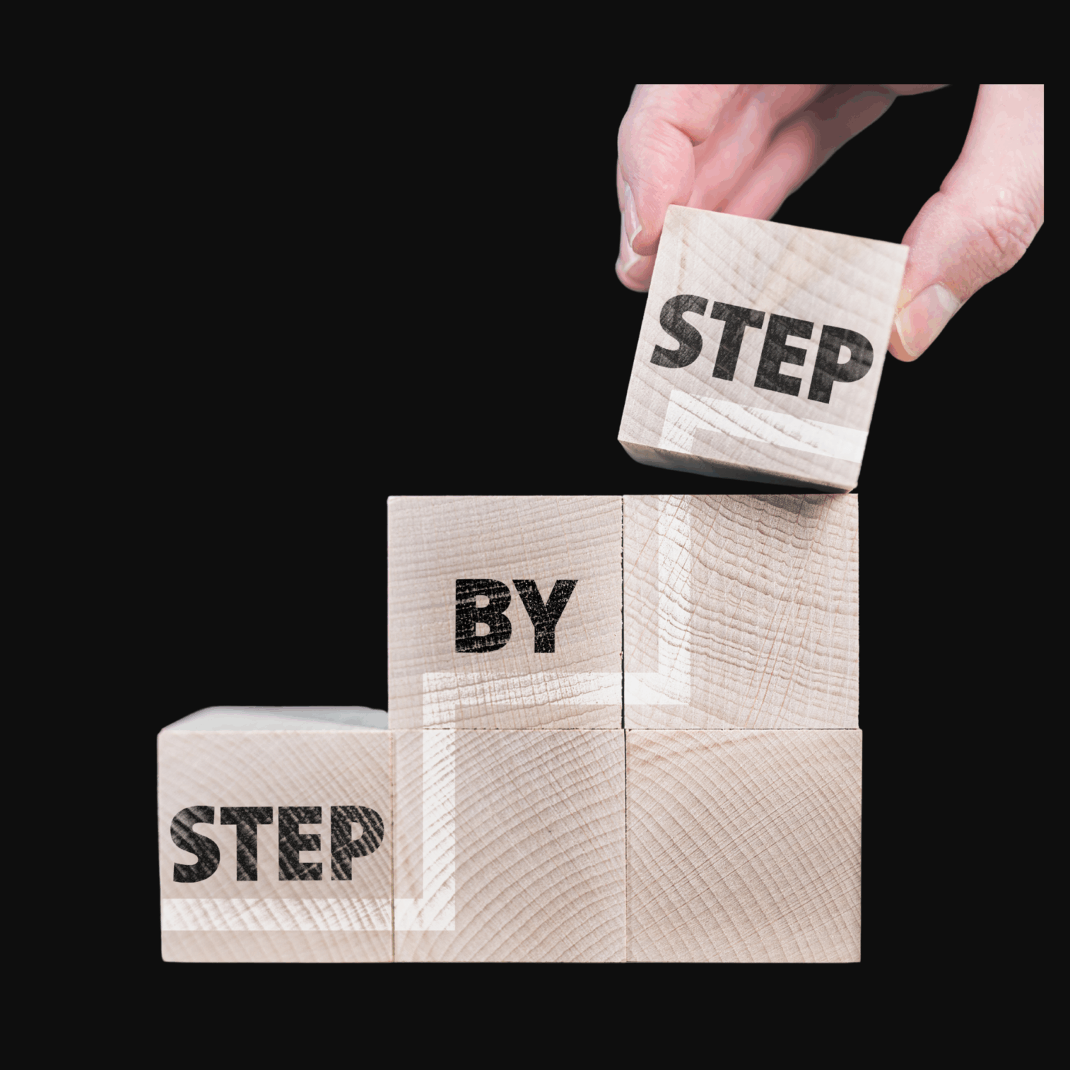 ilustracja przedstawiająca układane klocki krok po kroku